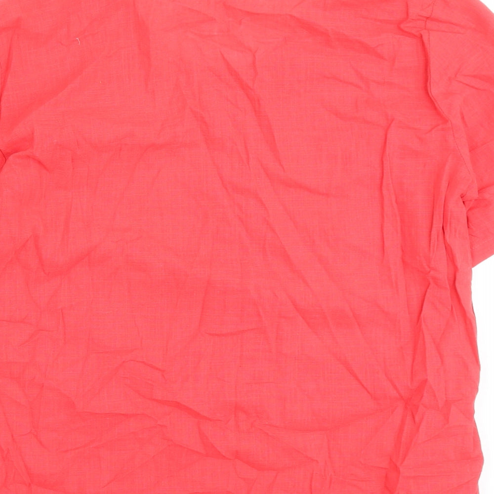 Zanzea Womens Red 100% Cotton Basic Blouse Size 3XL Round Neck