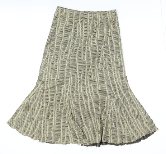 Stephen Womens Gold Geometric Polyester Swing Skirt Size 16