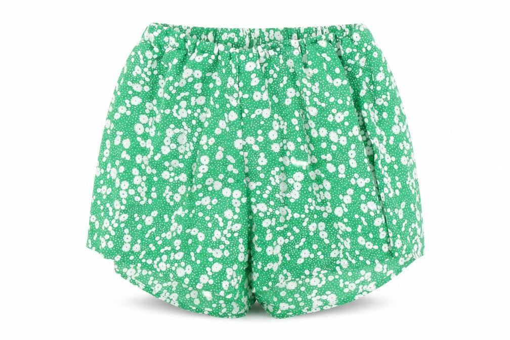 Preworn Womens Green Floral Polyester Basic Shorts Size S Regular Pull On
