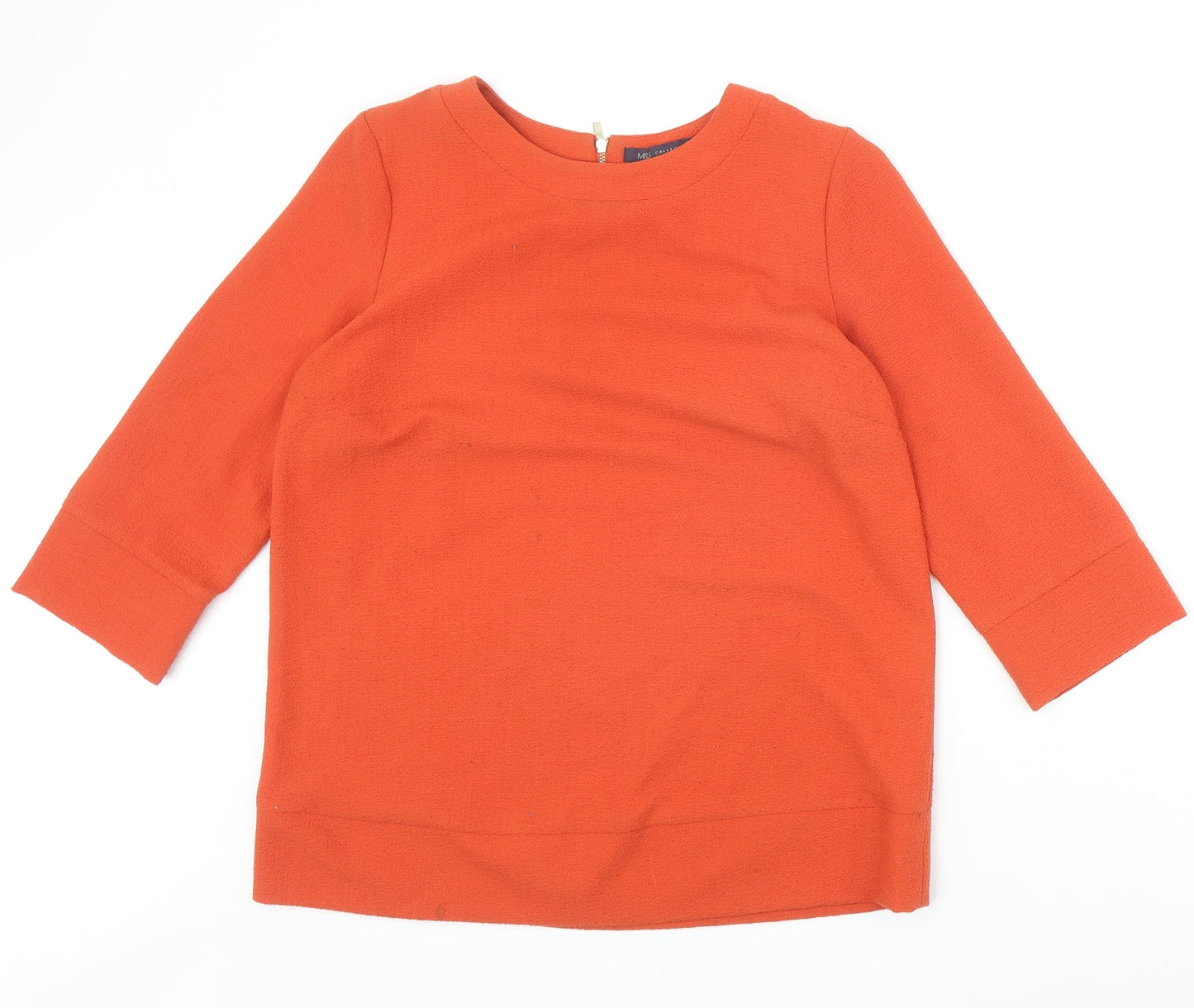 Marks and Spencer Womens Orange Polyester Basic Blouse Size 10 Round Neck