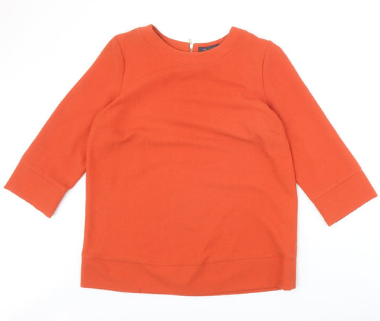 Marks and Spencer Womens Orange Polyester Basic Blouse Size 10 Round Neck