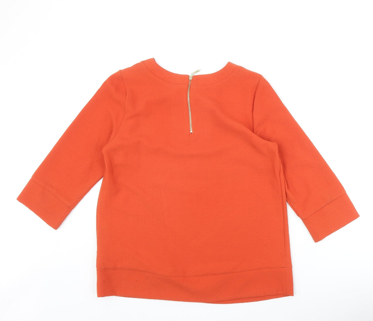 Marks and Spencer Womens Orange Polyester Basic Blouse Size 10 Round Neck