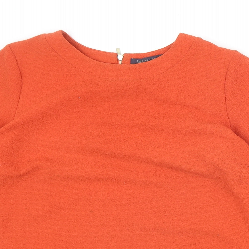 Marks and Spencer Womens Orange Polyester Basic Blouse Size 10 Round Neck