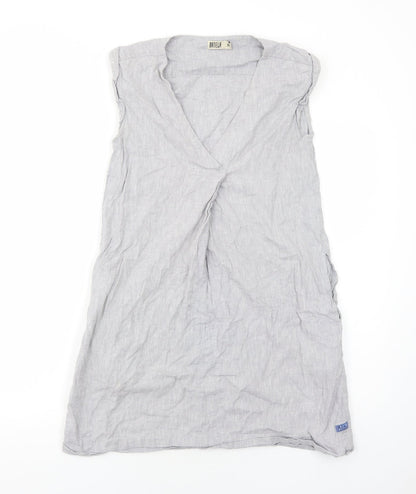 Batela Womens Grey Cotton Shift Size 8 V-Neck Pullover