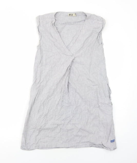 Batela Womens Grey Cotton Shift Size 8 V-Neck Pullover