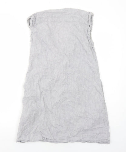 Batela Womens Grey Cotton Shift Size 8 V-Neck Pullover