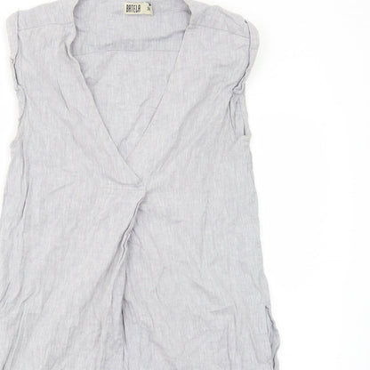 Batela Womens Grey Cotton Shift Size 8 V-Neck Pullover
