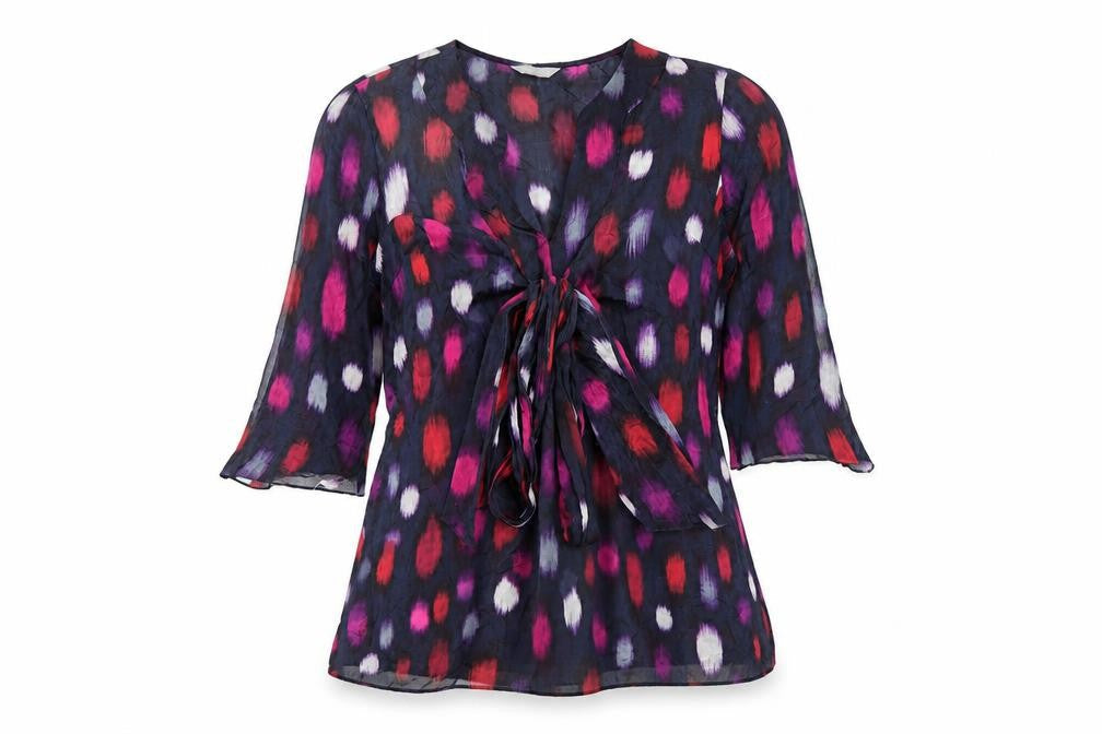 Per Una Womens Purple Geometric Polyester Basic Blouse Size 12 V-Neck
