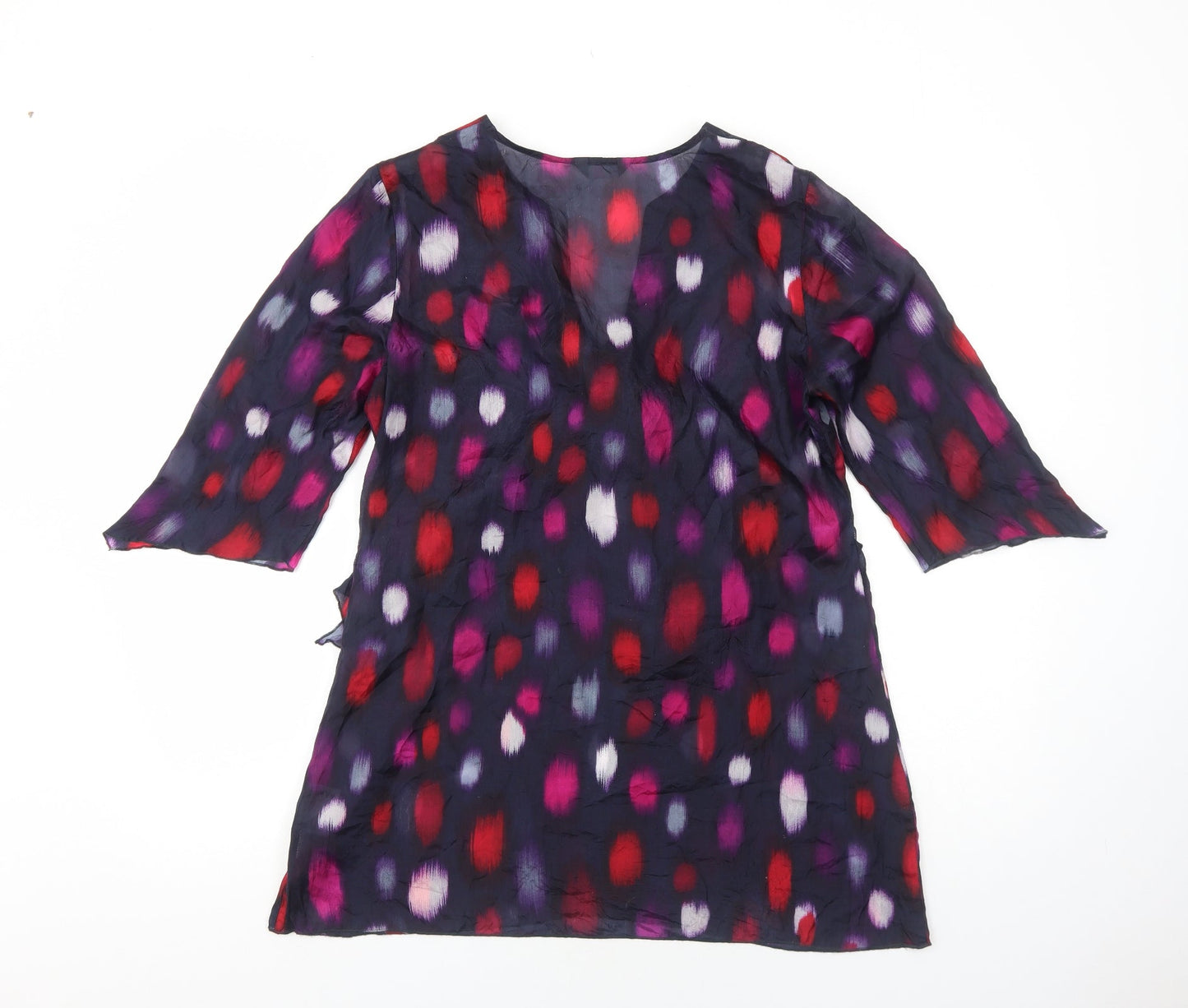 Per Una Womens Purple Geometric Polyester Basic Blouse Size 12 V-Neck