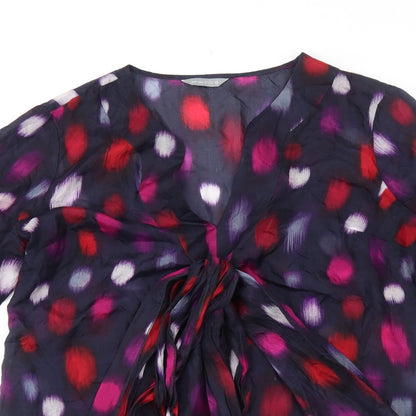 Per Una Womens Purple Geometric Polyester Basic Blouse Size 12 V-Neck