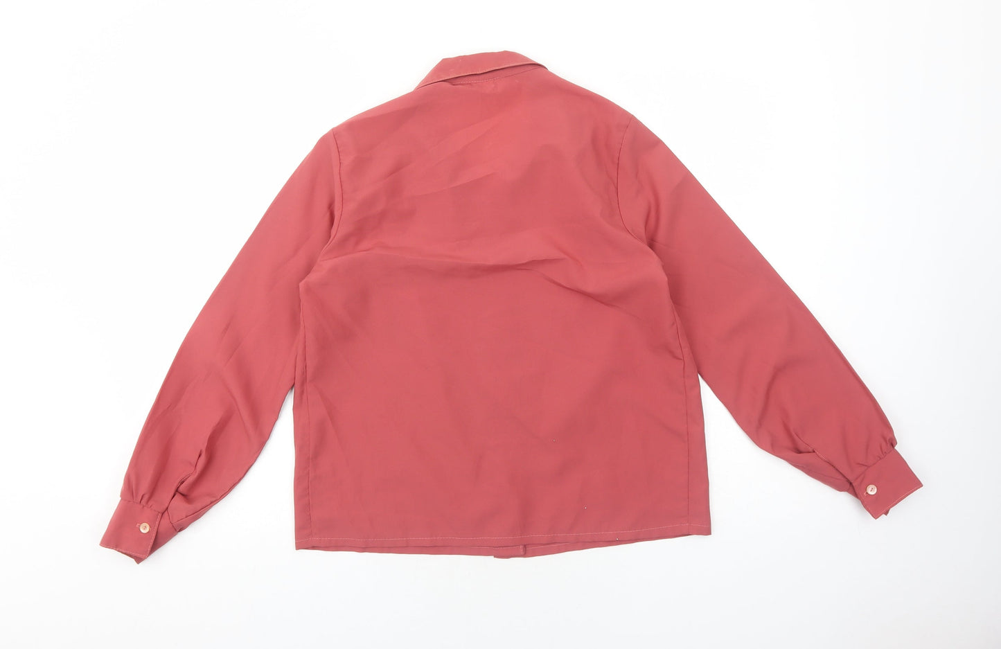 Preworn Womens Red Polyester Basic Button-Up Size 6 Collared