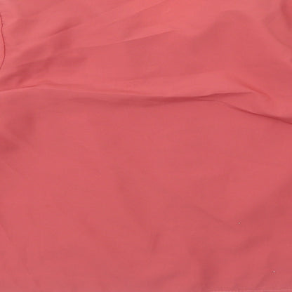 Preworn Womens Red Polyester Basic Button-Up Size 6 Collared