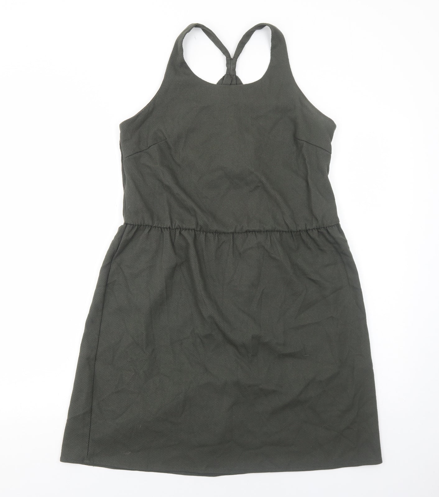 Etam Womens Green Polyester Tank Dress Size L Round Neck Pullover