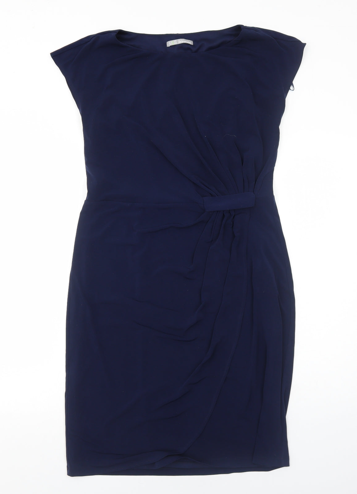 Marks and Spencer Womens Blue Polyester A-Line Size 14 Round Neck Pullover