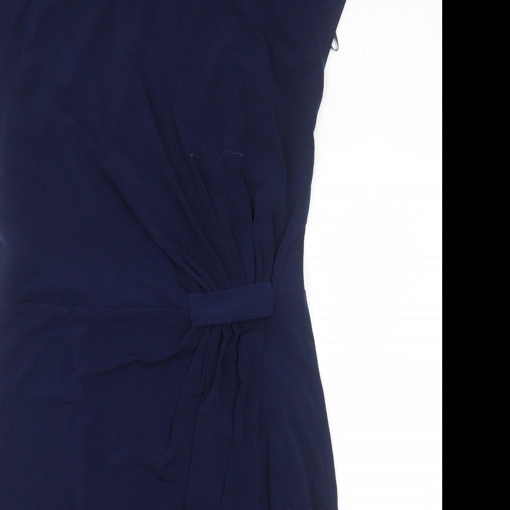 Marks and Spencer Womens Blue Polyester A-Line Size 14 Round Neck Pullover