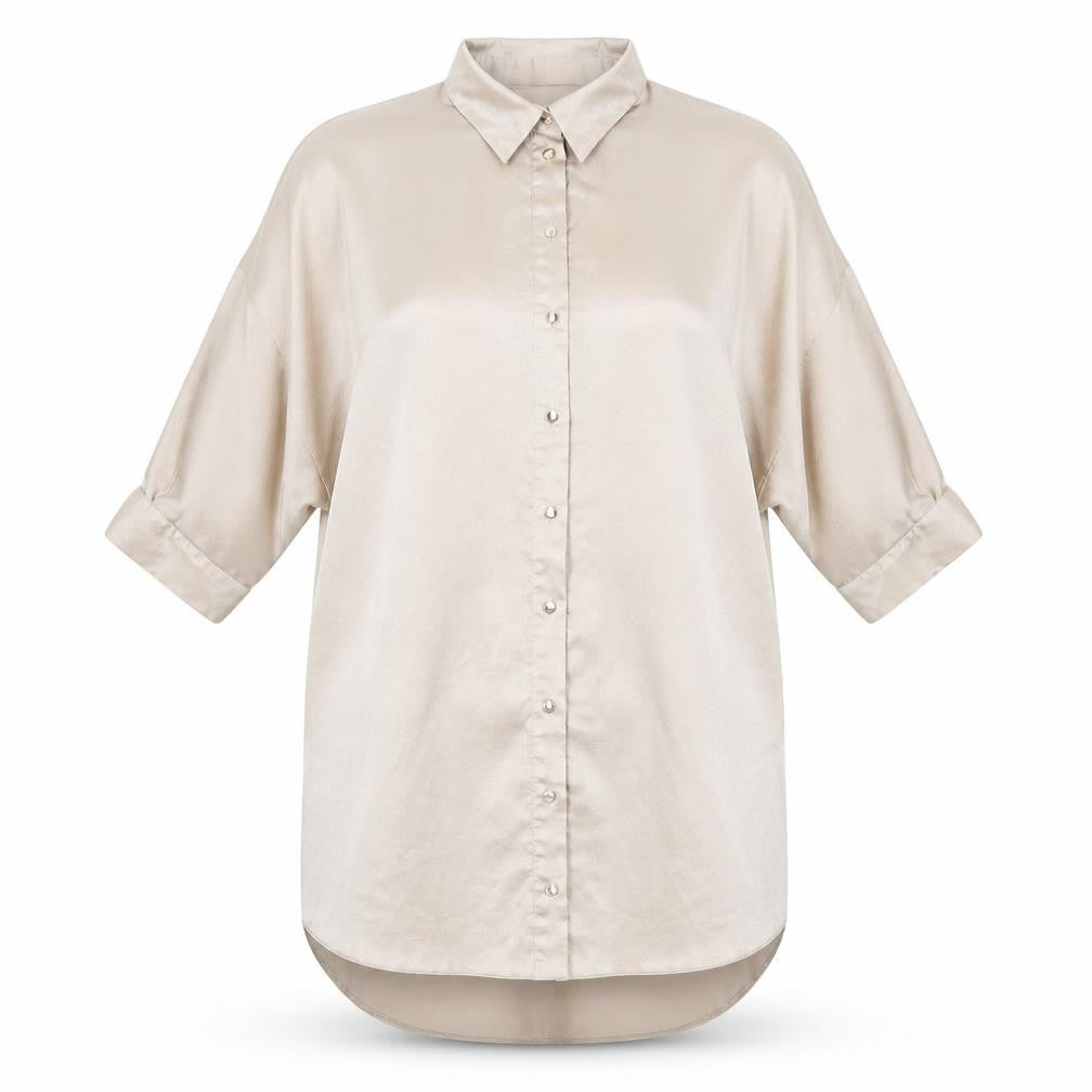New Look Womens Gold Polyester Shirt Dress Size 8 Collared Button