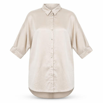New Look Womens Gold Polyester Shirt Dress Size 8 Collared Button