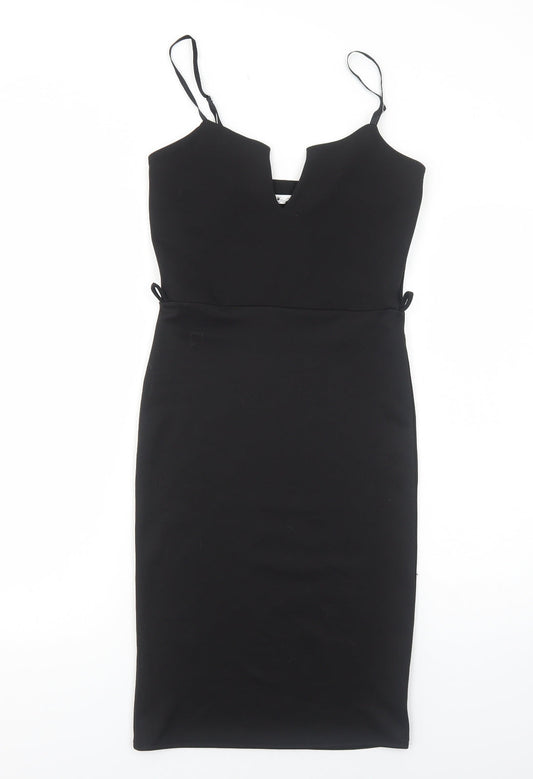 Poisson Womens Black Polyester Shift Size S V-Neck Pullover