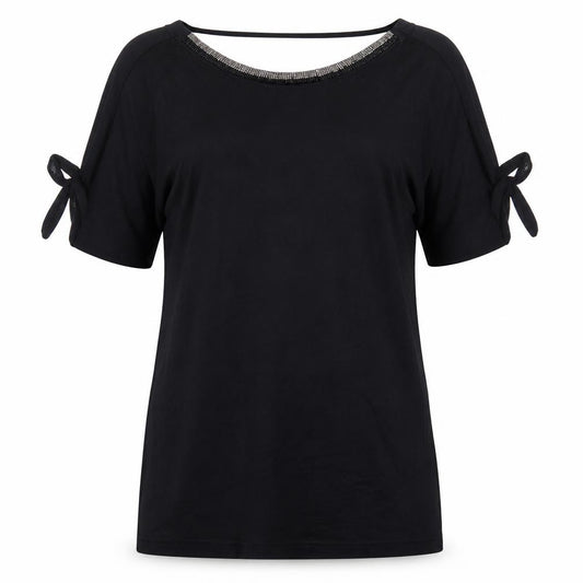 F&F Womens Black Viscose Basic Blouse Size 10 Round Neck
