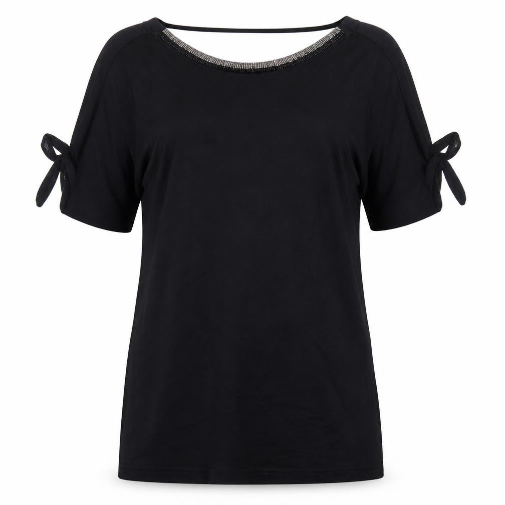 F&F Womens Black Viscose Basic Blouse Size 10 Round Neck