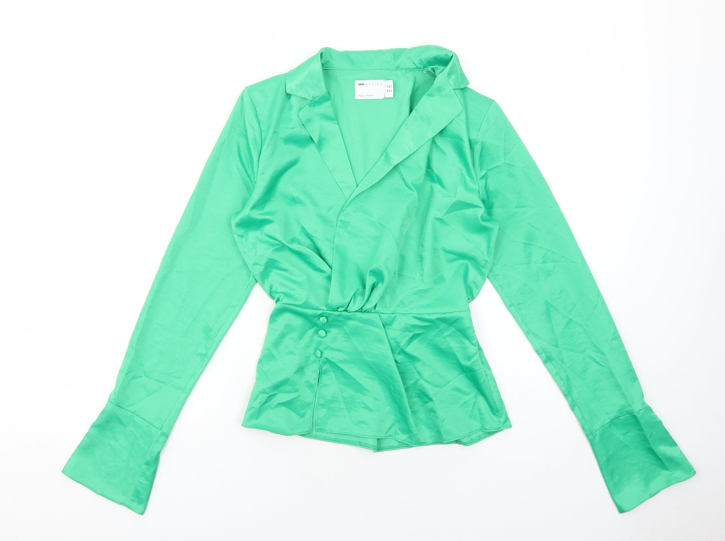 ASOS Womens Green Polyester Basic Blouse Size 8 V-Neck