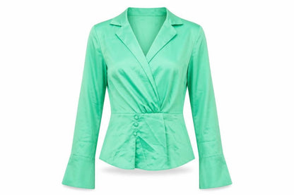 ASOS Womens Green Polyester Basic Blouse Size 8 V-Neck