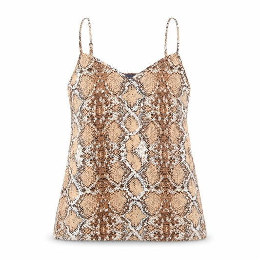 Marks and Spencer Womens Brown Animal Print Polyester Camisole Tank Size 6 V-Neck - Snake Skin Print