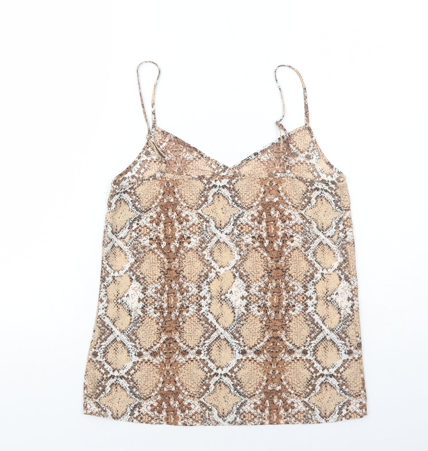 Marks and Spencer Womens Brown Animal Print Polyester Camisole Tank Size 6 V-Neck - Snake Skin Print