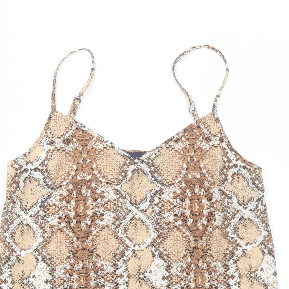 Marks and Spencer Womens Brown Animal Print Polyester Camisole Tank Size 6 V-Neck - Snake Skin Print