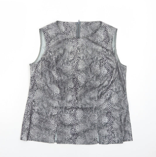 Preworn Womens Grey Animal Print Polyester Basic Tank Size 14 Scoop Neck - Snake Skin Print