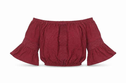 Miss Selfridge Womens Red Viscose Cropped Blouse Size 6 Boat Neck