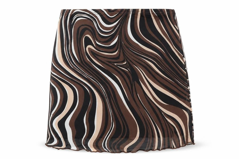 SheIn Womens Brown Geometric Polyester A-Line Skirt Size S