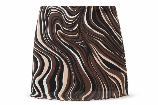 SHEIN Womens Brown Geometric Polyester A-Line Skirt Size S