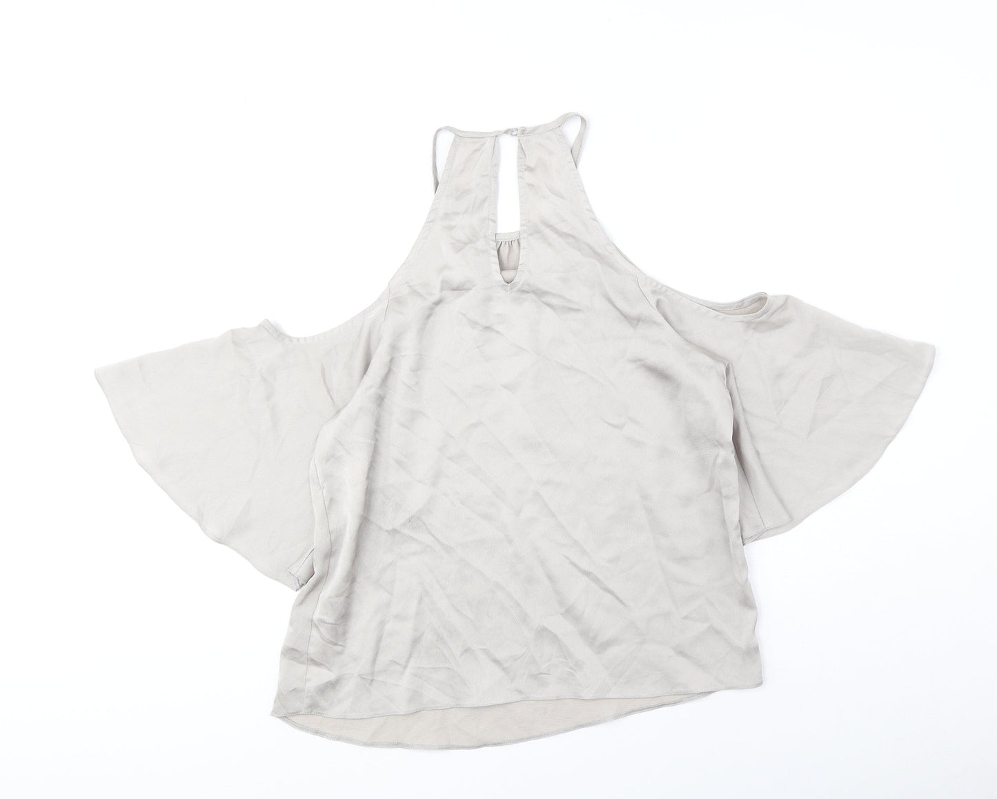 New Look Womens Beige Viscose Basic Tank Size 6 Round Neck - Cold Shoulders