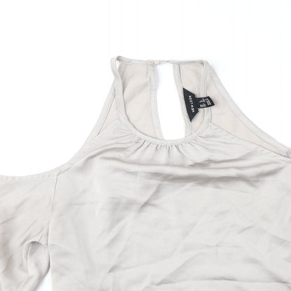 New Look Womens Beige Viscose Basic Tank Size 6 Round Neck - Cold Shoulders