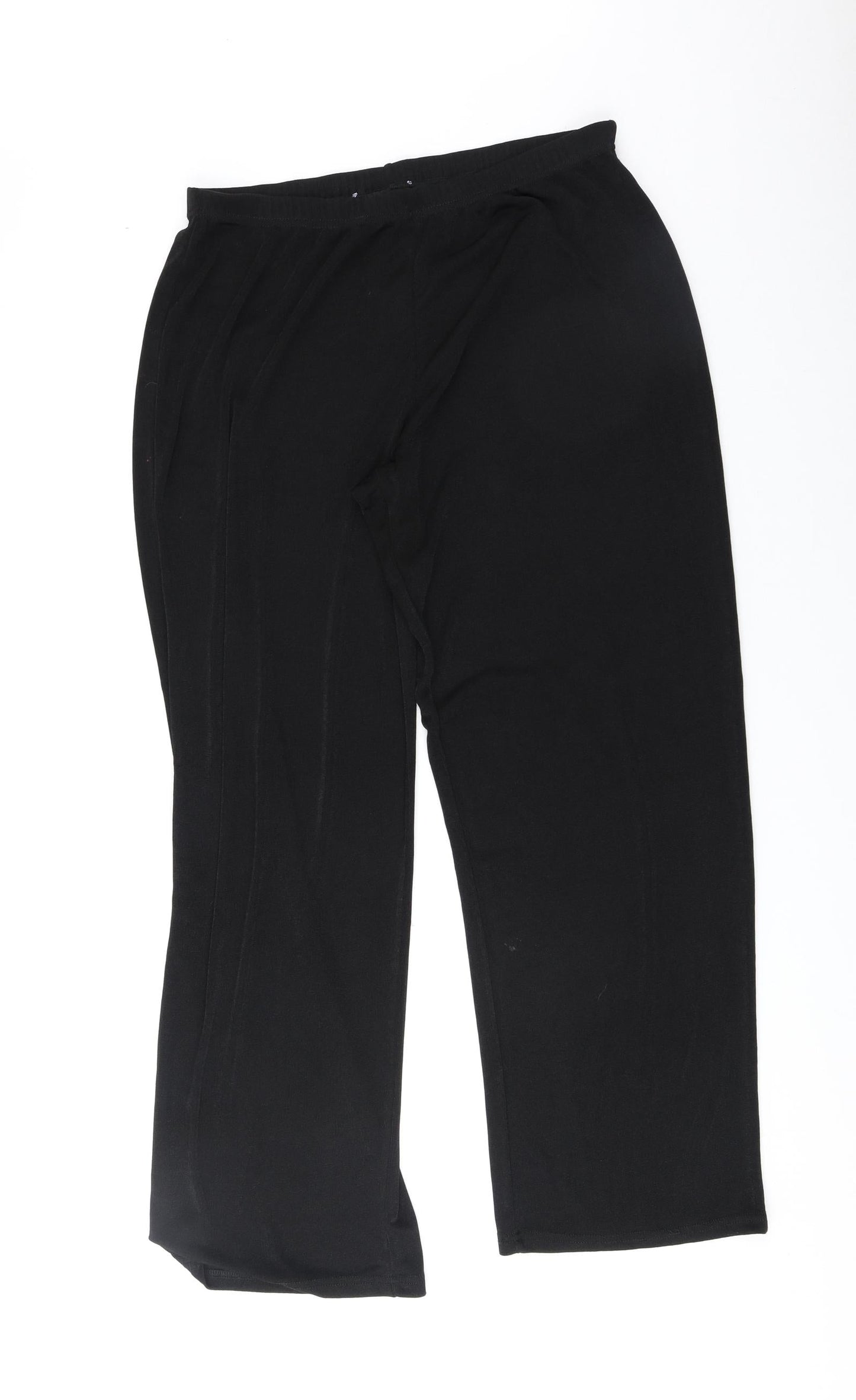 Preworn Womens Black Polyester Trousers Size 16 Regular