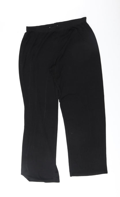 Preworn Womens Black Polyester Trousers Size 16 Regular