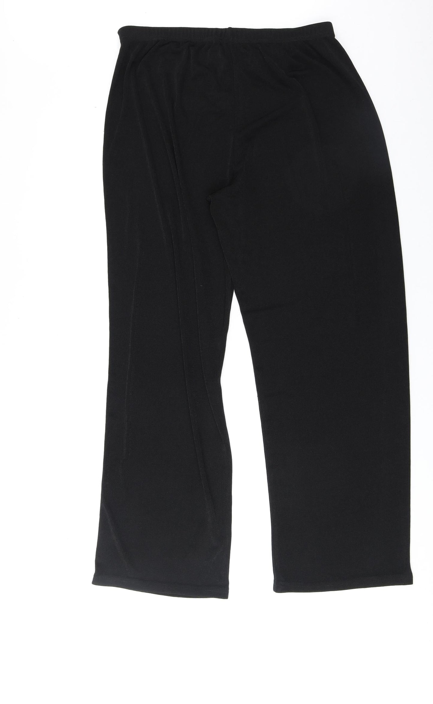 Preworn Womens Black Polyester Trousers Size 16 Regular