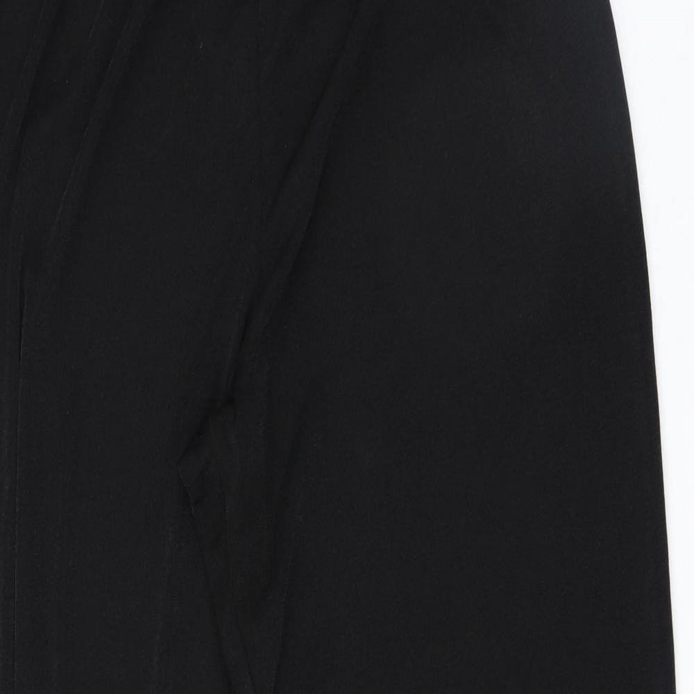 Preworn Womens Black Polyester Trousers Size 16 Regular