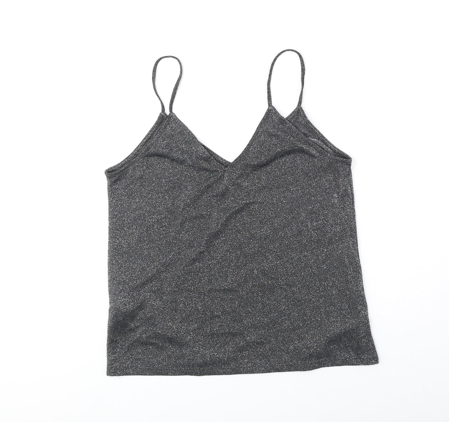 Topshop Womens Black Polyester Camisole Tank Size 10 V-Neck