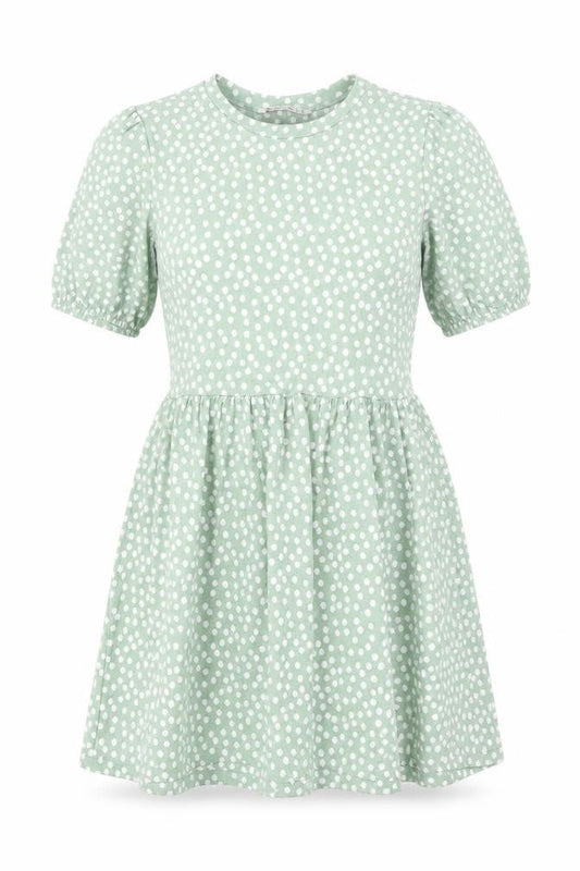Stradivarius Womens Green Polka Dot Polyester Fit & Flare Size M Round Neck Pullover