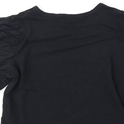 H&M Womens Black Polyester Basic Blouse Size XL Round Neck
