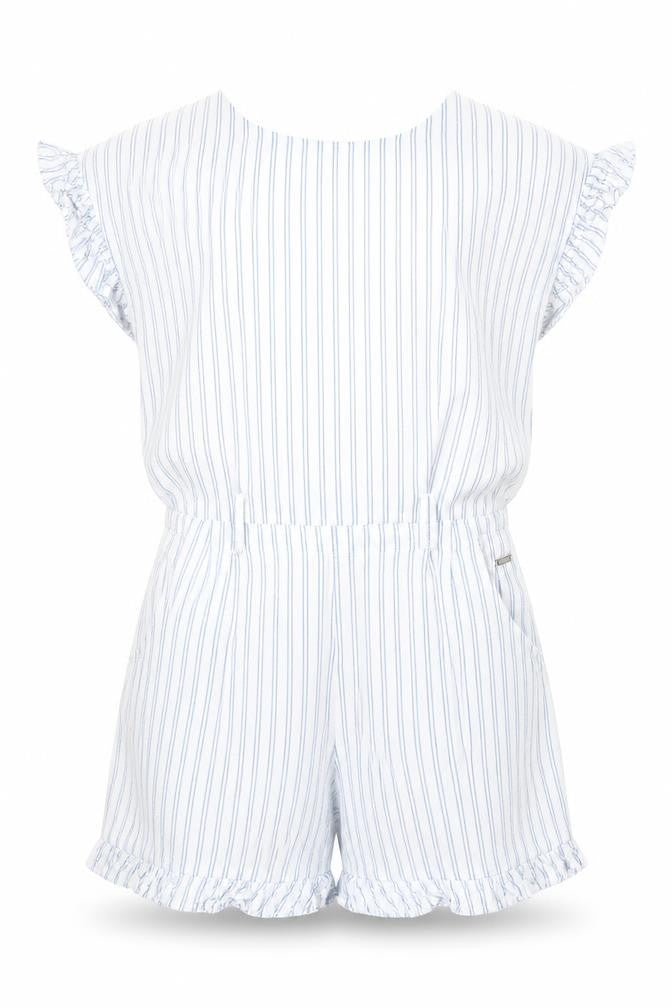 Autograph Girls White Striped Linen Playsuit One-Piece Size 9-10 Years Zip