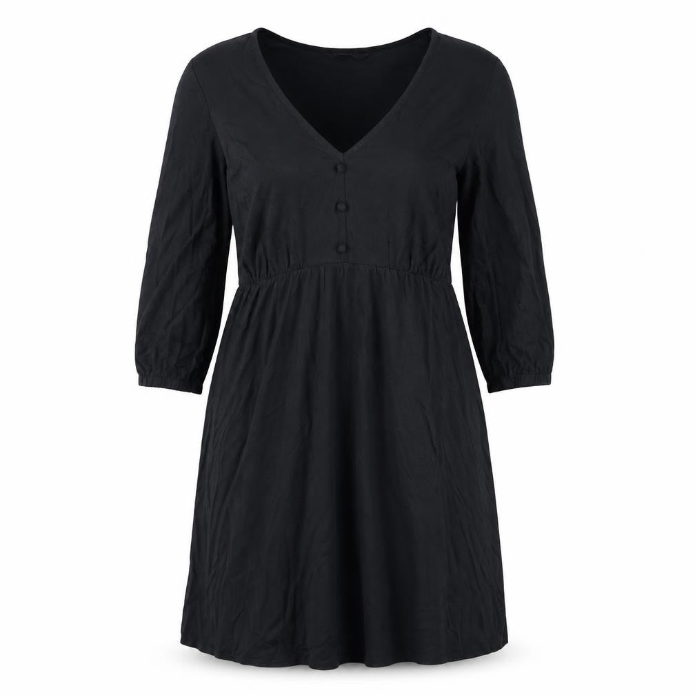 Marks & Spencer Womens Black Polyester Fit & Flare Size 12 V-Neck Pullover