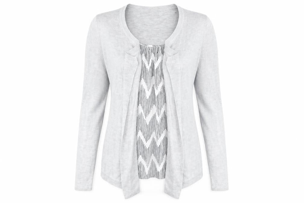 George Womens Grey Geometric Nylon Basic Blouse Size 10 Scoop Neck - Waterfall Twin Set