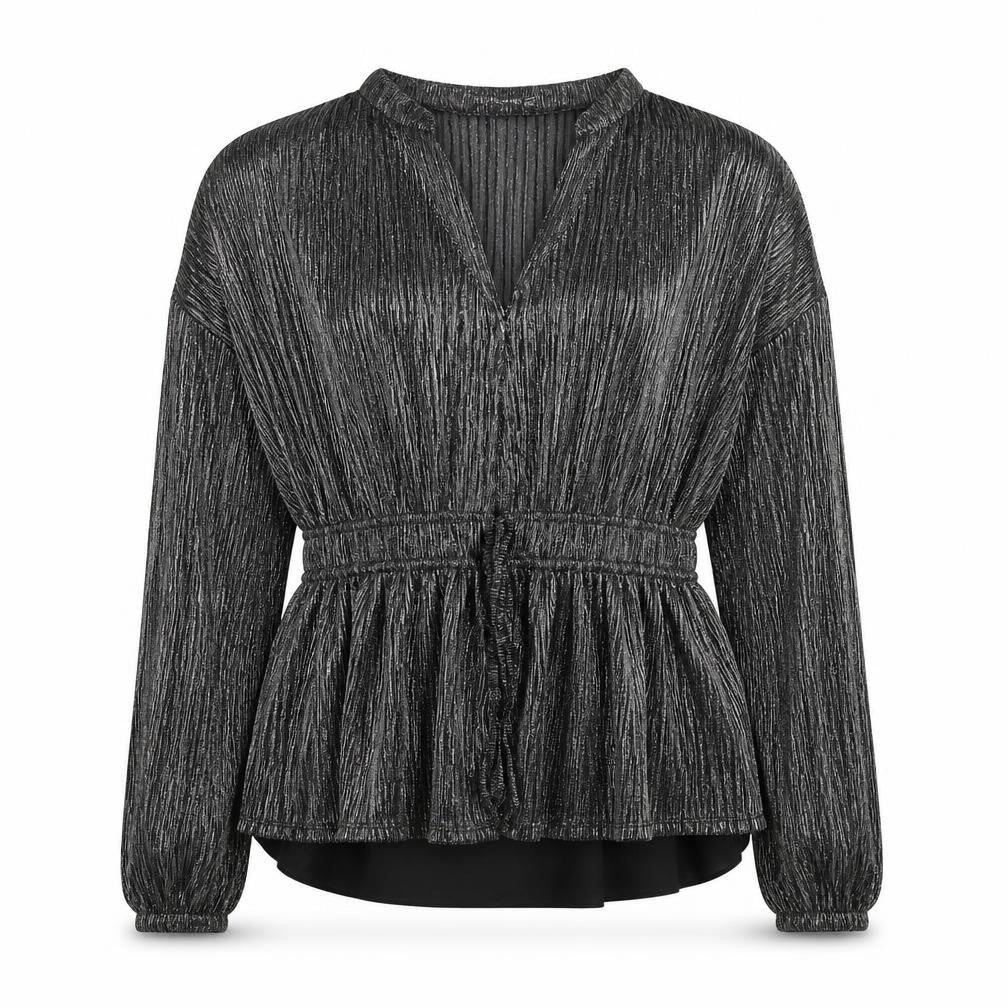 Marks & Spencer Womens Black Polyester Basic Blouse Size 10 V-Neck