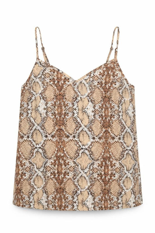 Marks and Spencer Womens Beige Animal Print Polyester Camisole Tank Size 6 V-Neck - Snakeskin Pattern