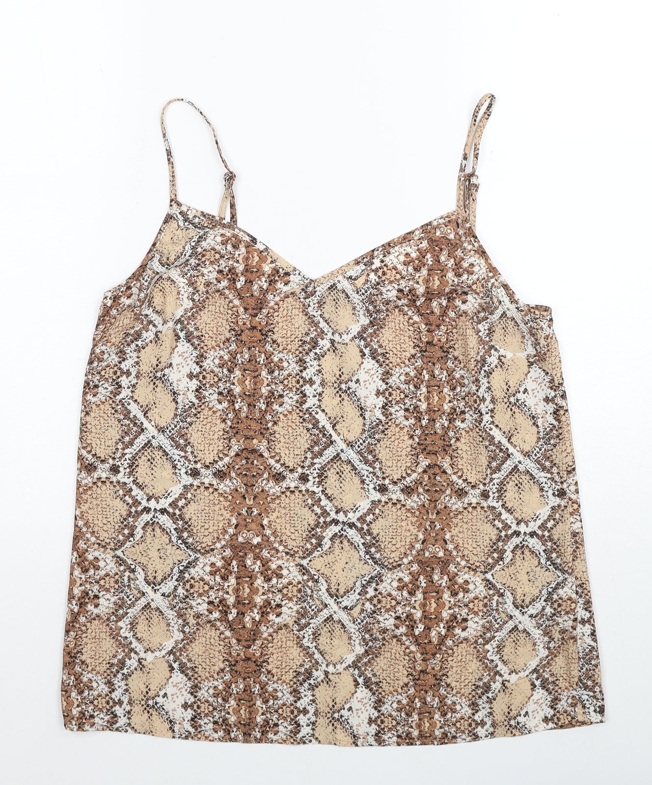 Marks and Spencer Womens Beige Animal Print Polyester Basic Tank Size 12 V-Neck - Snake Print