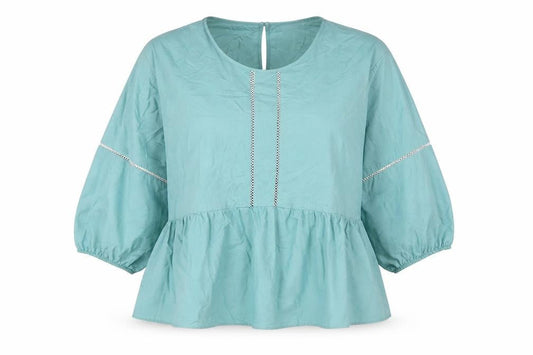 Marks and Spencer Womens Blue Cotton Basic Blouse Size 16 Round Neck