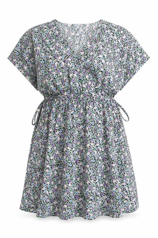 Marks and Spencer Womens Multicoloured Floral Viscose A-Line Size 10 V-Neck Pullover